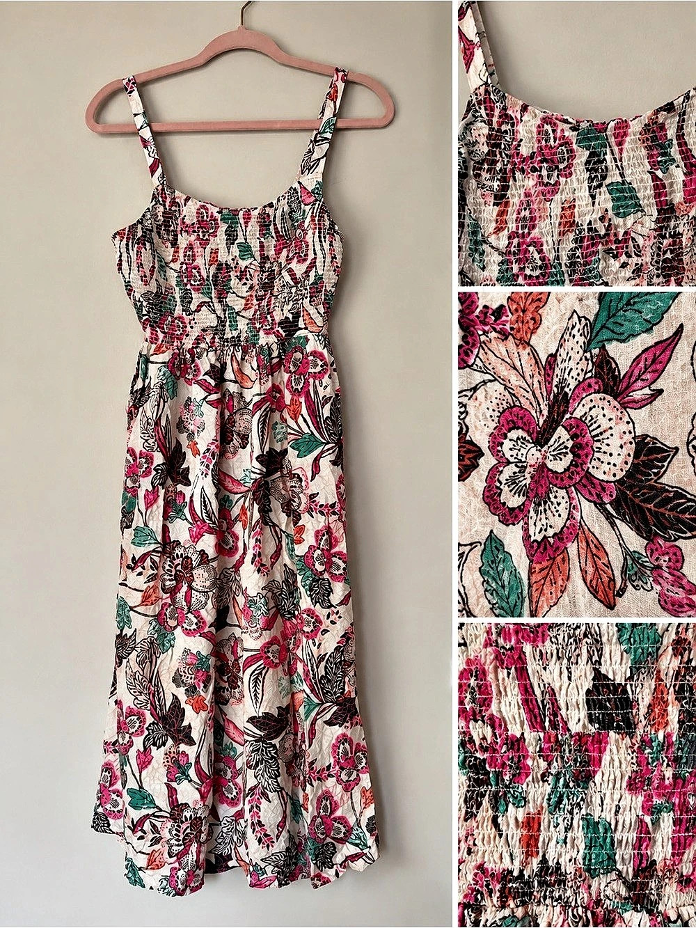 Floral Maxi Dress in Pink & Green Like New